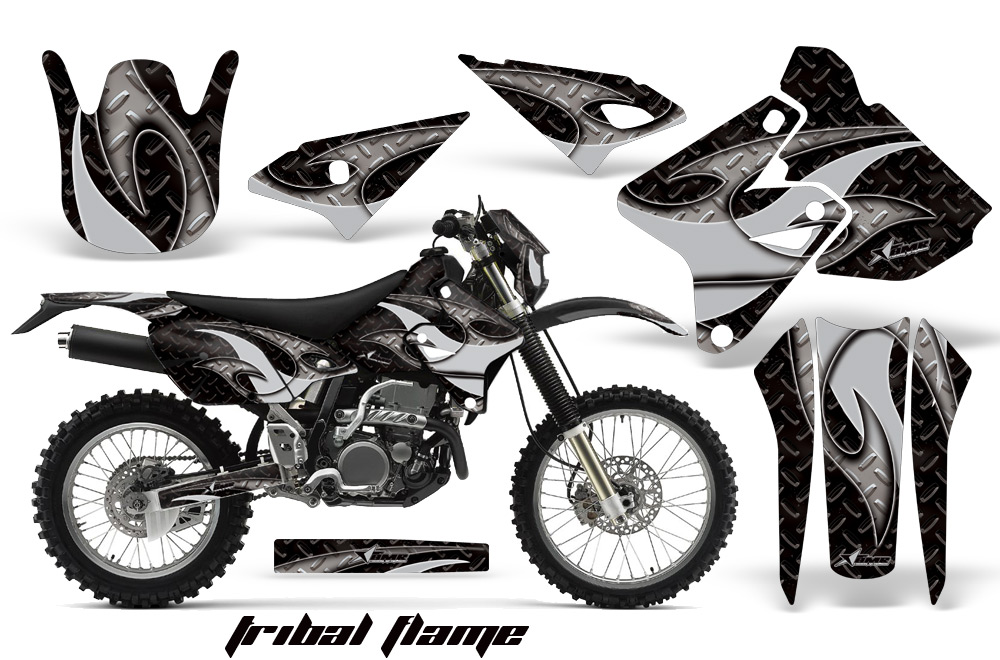 Kawasaki KLX400 2000-2009 Graphic Kit Tribal SILVER BLACKBG NPs